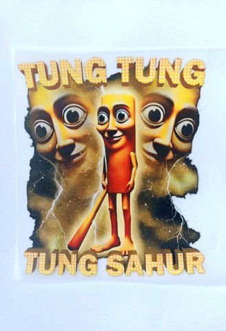 Термонаклейка для одягу, наліпка "Тунг Тунг Тунг Сахур, Tung Tung Tung Sahur"" #0725-ПР фото