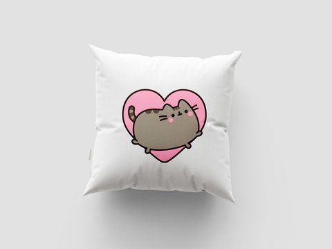 Подушка з принтом "Pusheen. Сердечко" #0925-П фото