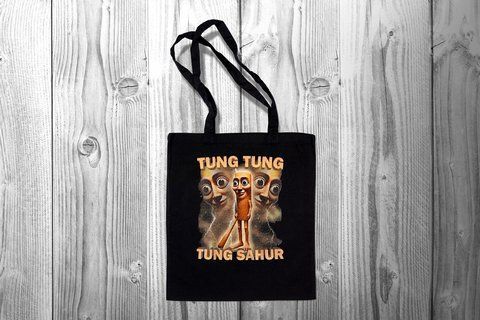 Сумка-шопер з принтом "Тунг Тунг Сахур, Tung Tung Sahur"" #0573 фото