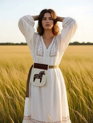Ладунка (сумка-кишенька, гаман) з вишивкою, авторська "Коник" #1163-В фото