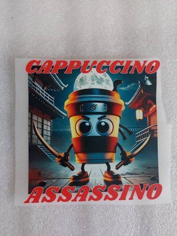 Термонаклейка для одягу, наліпка "Капучіно Асасіно, Cappuccino Assassino" #0744М-ПР фото