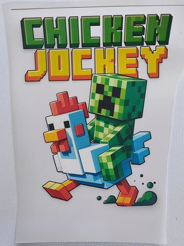 Термонаклейка для одягу, термопринт, наліпка "Minecraft - Chicken Jockey" #1017-ПР фото