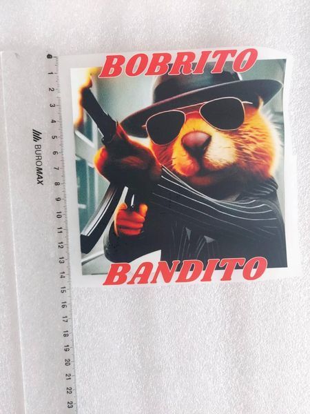 Термонаклейка для одягу, наліпка "Бобріто Бандіто, Bobrito Bandito" #0749М-ПР фото