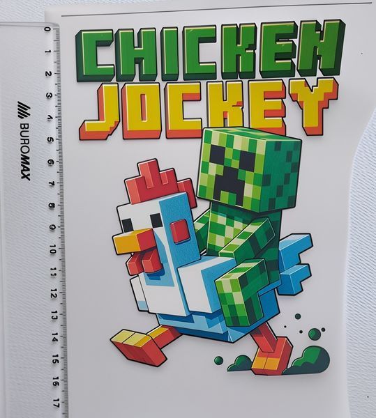 Термонаклейка для одягу, термопринт, наліпка "Minecraft - Chicken Jockey" #1017-ПР фото