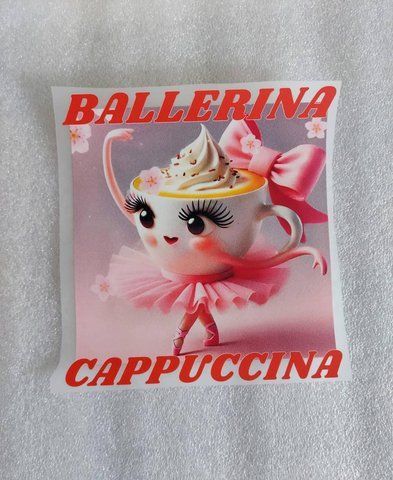 Термонаклейка для одягу, наліпка "Балерина Капучіна, Ballerina Cappuccina" #0737М-ПР фото