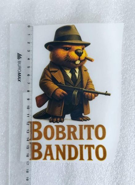 Термонаклейка для одягу, наліпка "Бобріто Бандіто, Bobrito Bandito" #0797М-ПР фото