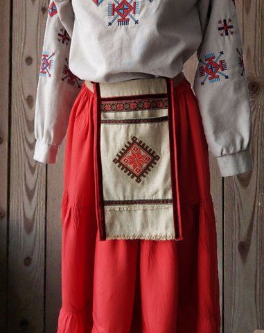 Ладунка (сумка-кишенька, гаман) з вишивкою, авторська (Червона рута) #1427-В фото